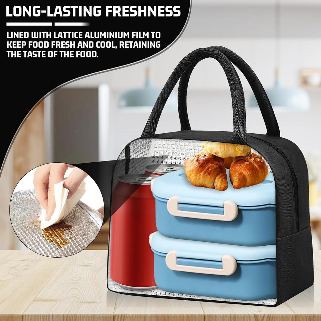 ulated Lunch Bag for Men Women, Small Portable Reble Lunch Cooler Tote Bag, Leakproof Thermal Lunch Box for Work Picnic Travel, Black
