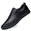 Genuine leather men's casual breathable mesh shoes Casual lace-up Hollow out shoes comfortable outdoor stroll Hot selling