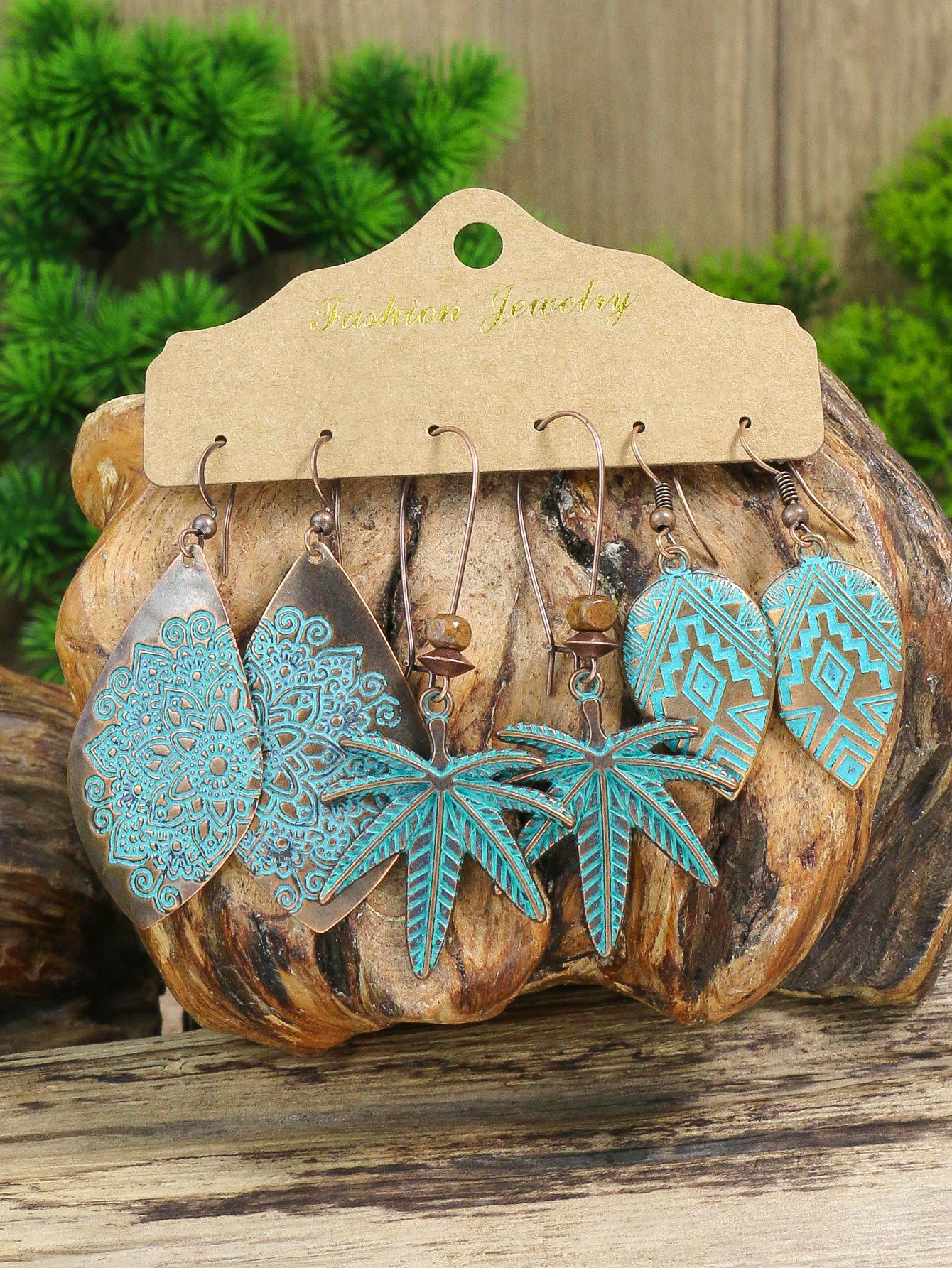 

Классические винтажные этнические серьги-капли с синим камнем для женщин, богемные полые геометрические серьги джумка с цирконом