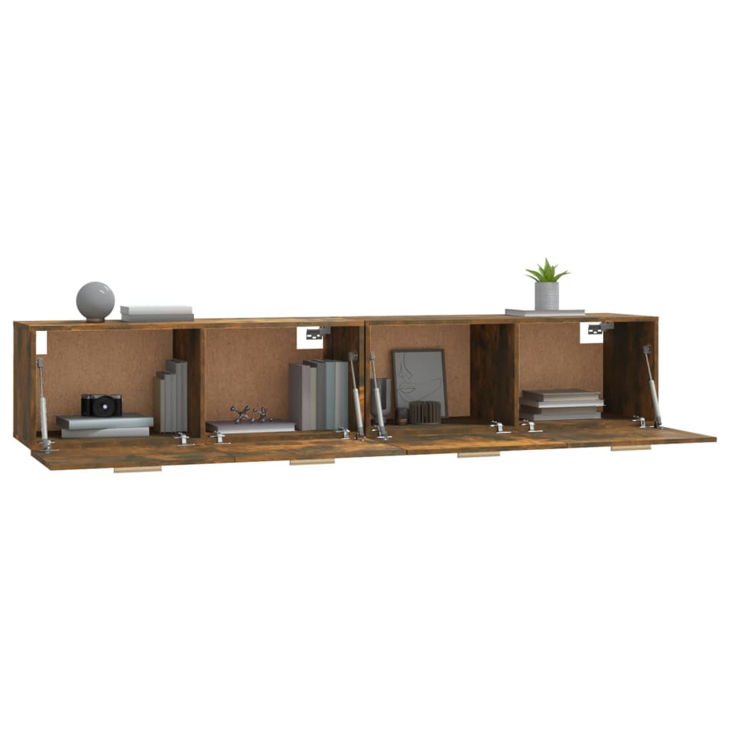 Wall Cabinets 2 Pcs Smoked Oak 100 X 36.5 X 35 Cm Wood Based Material