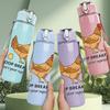 1PC Chicken I Poop Breakfast Art 750ml Color Plastic Sports Water Bottle Leakproof Flip Straw Lid Suitable for Sports Office Home Use