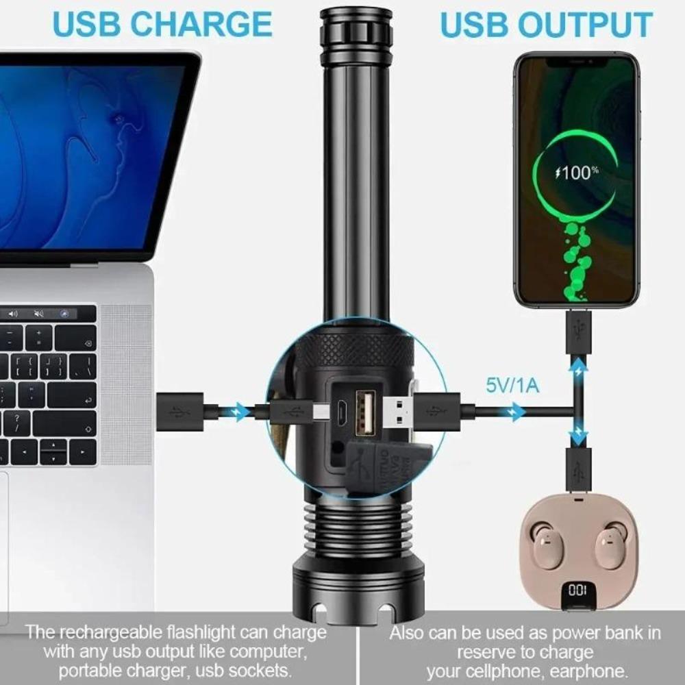 LED XHP160 Most Powerful Flashlight 8-core USB Rechargeable Torch Zoomable 26650 Battery Defensive Hand Lamp for Camping Hunting