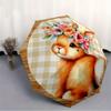 1pc Bunny Floral Crown Automatic Folding Umbrella - 8-Rib Iron Frame, Windproof, Portable Sunshade with Plastic Handle for Travel & Outdoor