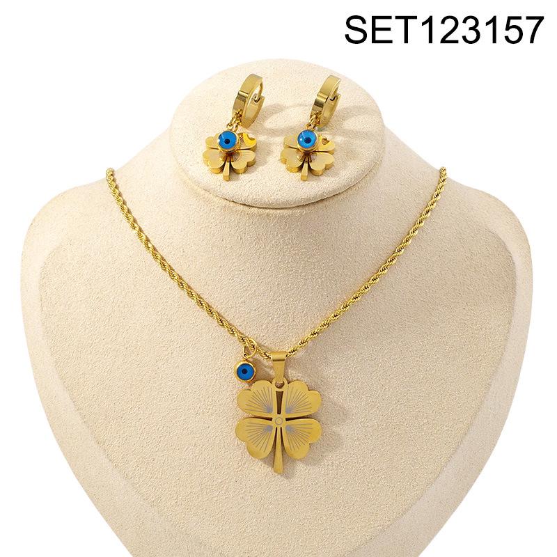 2025 Korean Fashion Butterfly Design Titanium Steel Jewelry Set - Versatile Earrings & Necklace.
