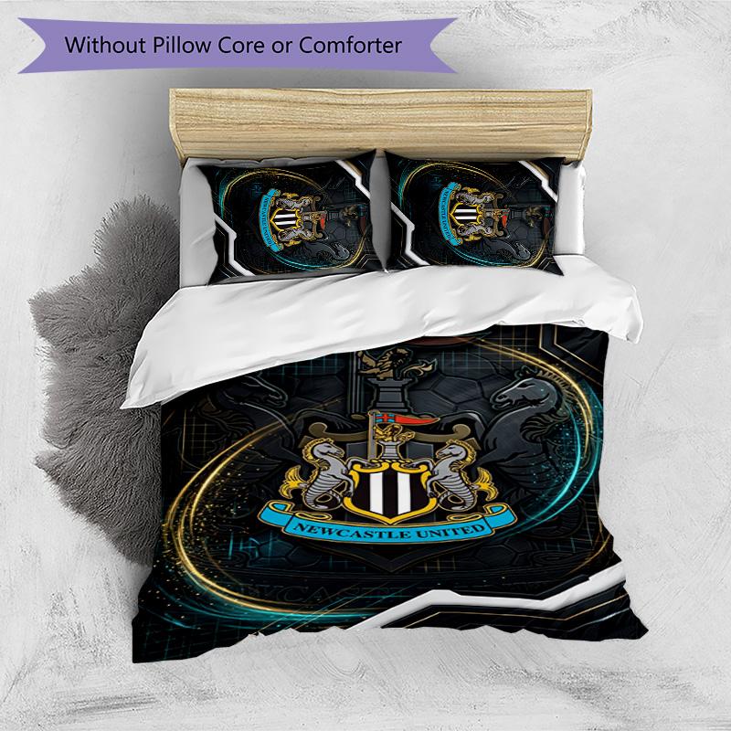 Newcastle United Football Printed 3 Pieces Bedding Set, Comfortable Skin Friendly Bedroom Duvet Cover Set