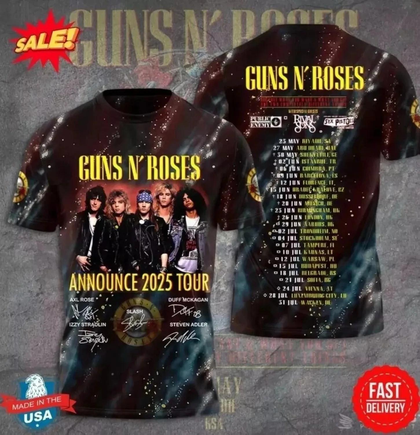 

Hot Guns N Roses Tour 2025 3D T-Shirt – Licensed & Limited Rock Band Shirt S-5XL 6XL