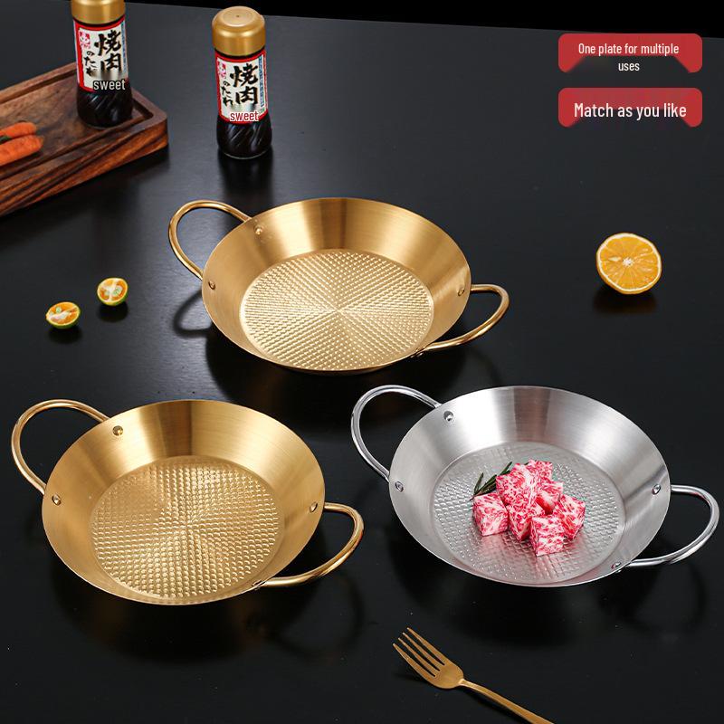 Stainless Steel Double Ear Flat Bottom Plate for Seafood, Spicy Crayfish, Pasta, and Fried Chicken.