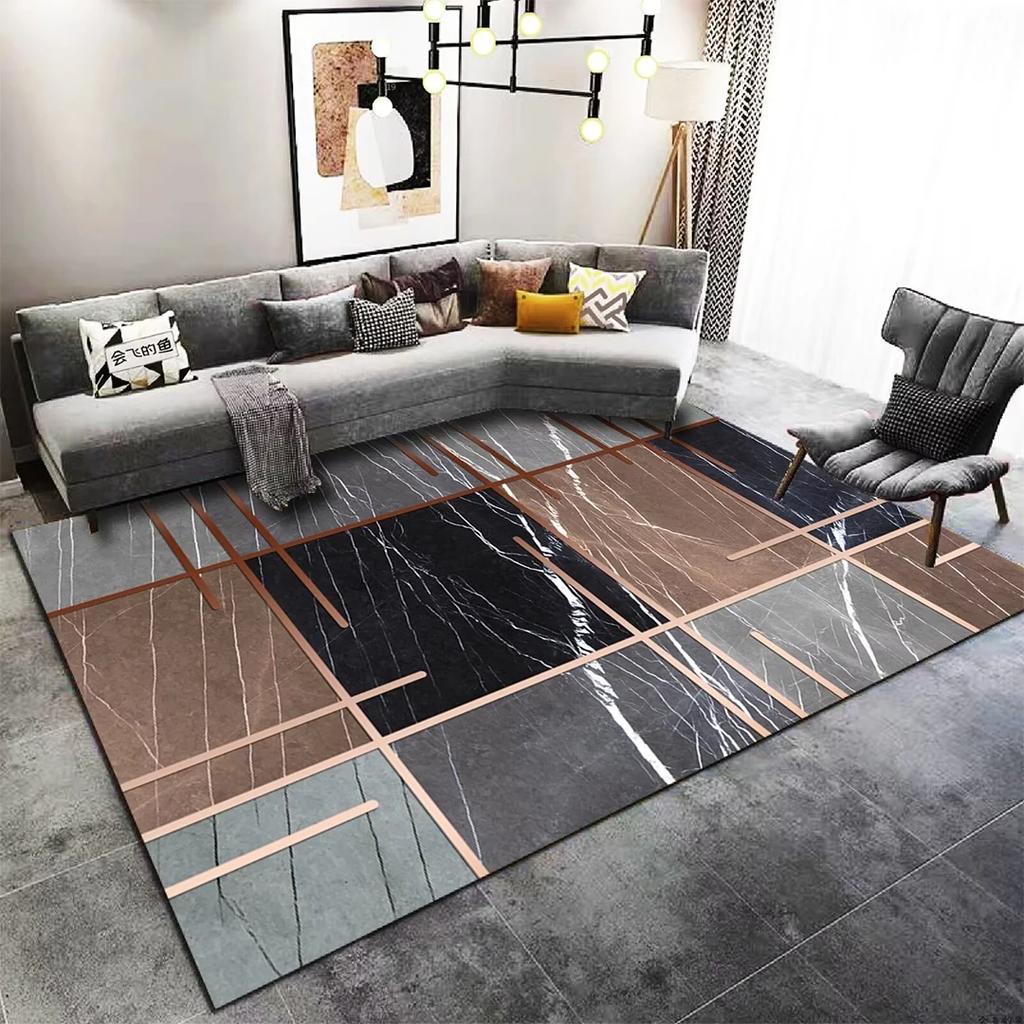 Nordisch Zwart Geometrisch Woonkamer Tapijt Modern Luxe Groot Vloerkleed voor Slaapkamer Wasbaar Lounge Salontafels Vloermat