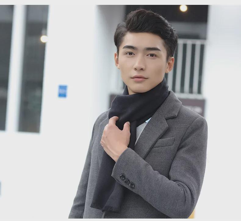 Męski Szalik Zimowy 2024 Szczotkowany Jednokolorowy - Wszechstronny Dodatek Casualowy i Biznesowy