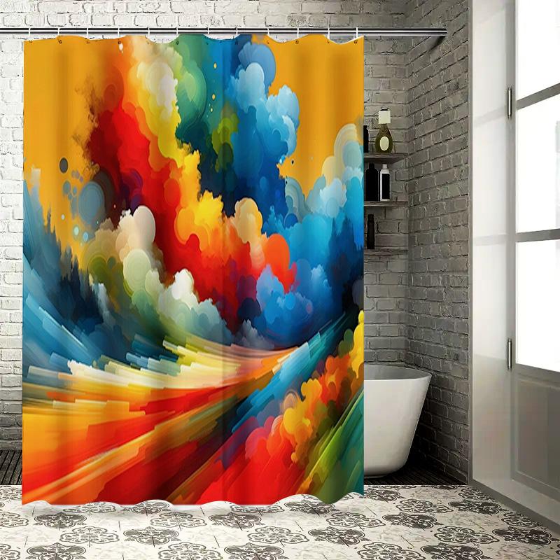 

Colorful Shower Curtain Artistic Pattern Bathroom Decor Customizable Size 90x180cm