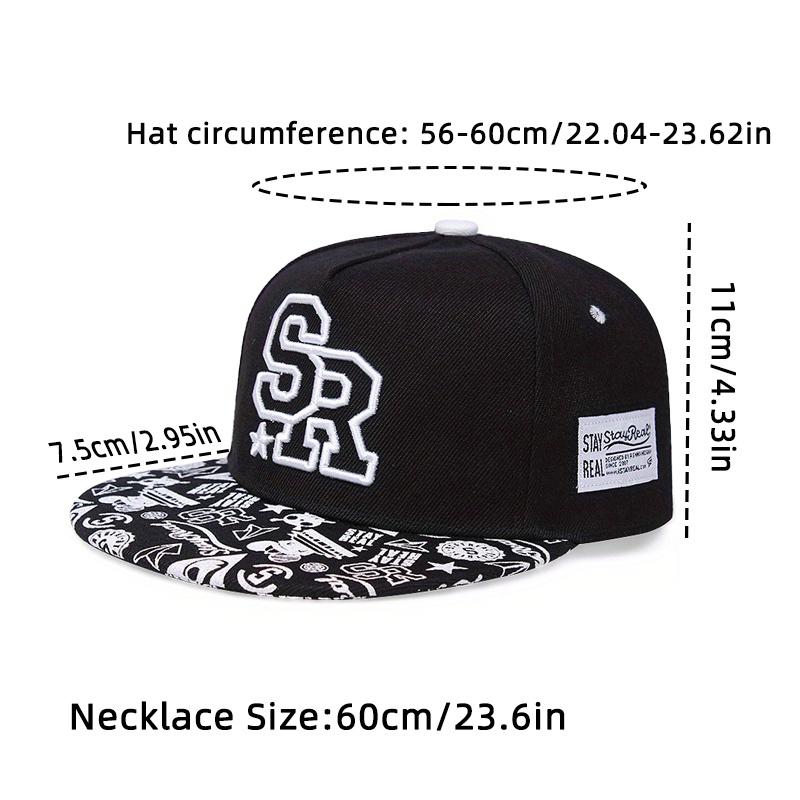 2pcs Fashion Casual Baseball Cap Men Women Embroidered Letters Hip-hop Hat Flat Brim Hat Poker Pendant Necklace Outdoor Sports Net Red Sun Hat
