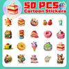 50 Cat Donut Food Stickers Children's Graffiti Toys Burgers Food Dessert Stickers Outside