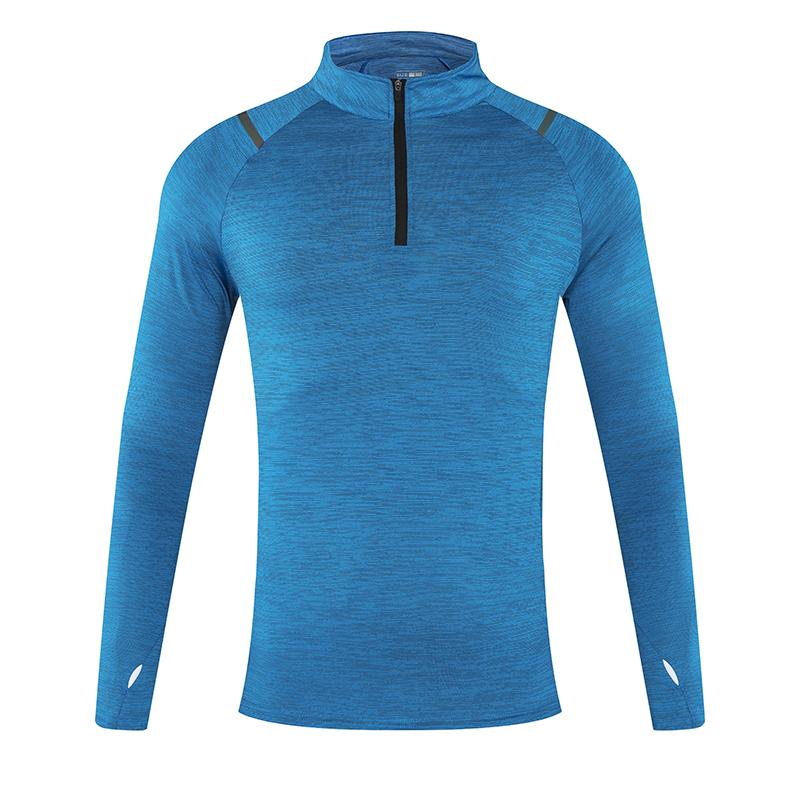 Pánské sportovní tričko s krátkým rukávem a kulatým výstřihem na ven s polovičním zipem a stojáčkem, pánský nový ležérní top s dlouhým rukávem, rychleschnoucí na jaro a podzim