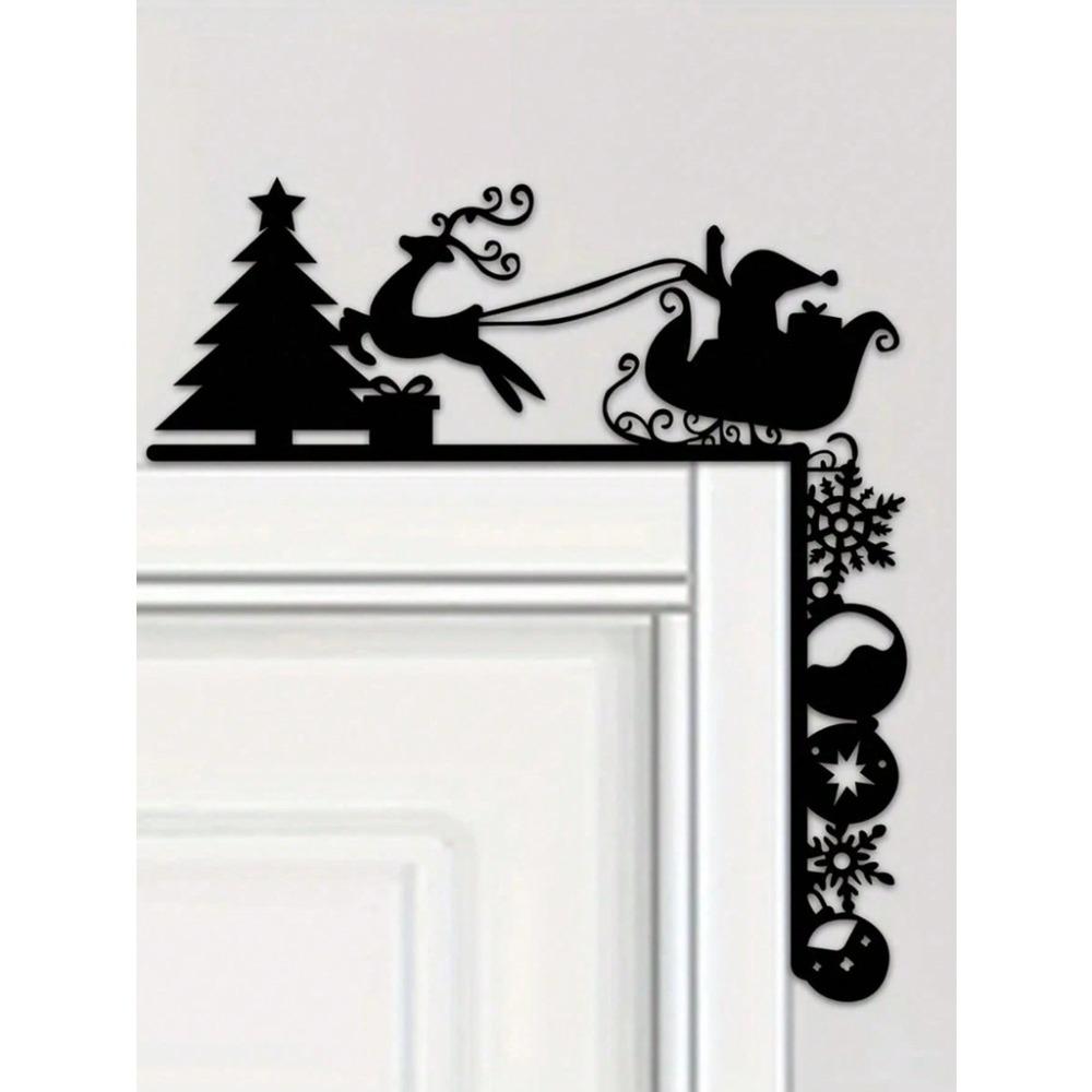 1PC Metal Sleigh Wall Stickers: Door Corner & Party Decor