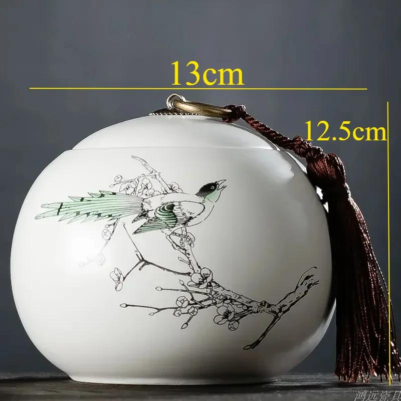 

Large Capacity Ceramic Tea Caddy Portable Sealed Travel Tea Jar Candy Coffee Storage Spice Container Tea Boxes Storage Tank 13x12.5cm