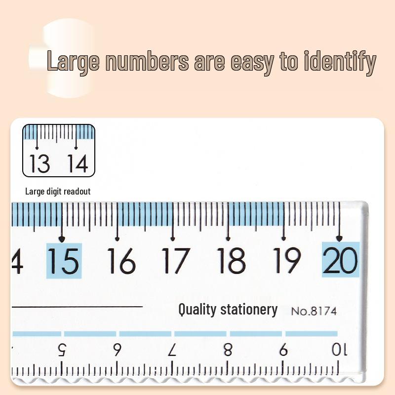 Student Anti-Myopia Ruler Set: Straight & Wavy Line Transparent Rulers, Thickness Enhanced, 15/20cm for Exams.