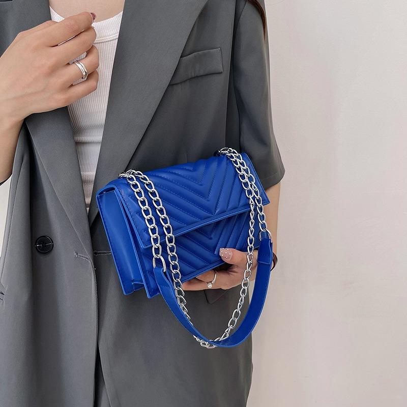 Solid Color New Trendy Fashionable and Beautiful Small Square Bag Textured Striped Women's Bag Retro Atmospheric Messenger Bag