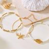 3Pcs Beach Beaded Anklet Set for Women Summer Gold Color Starfish Shell Charms Anklet Vacation Bohemian Zircon Gifts
