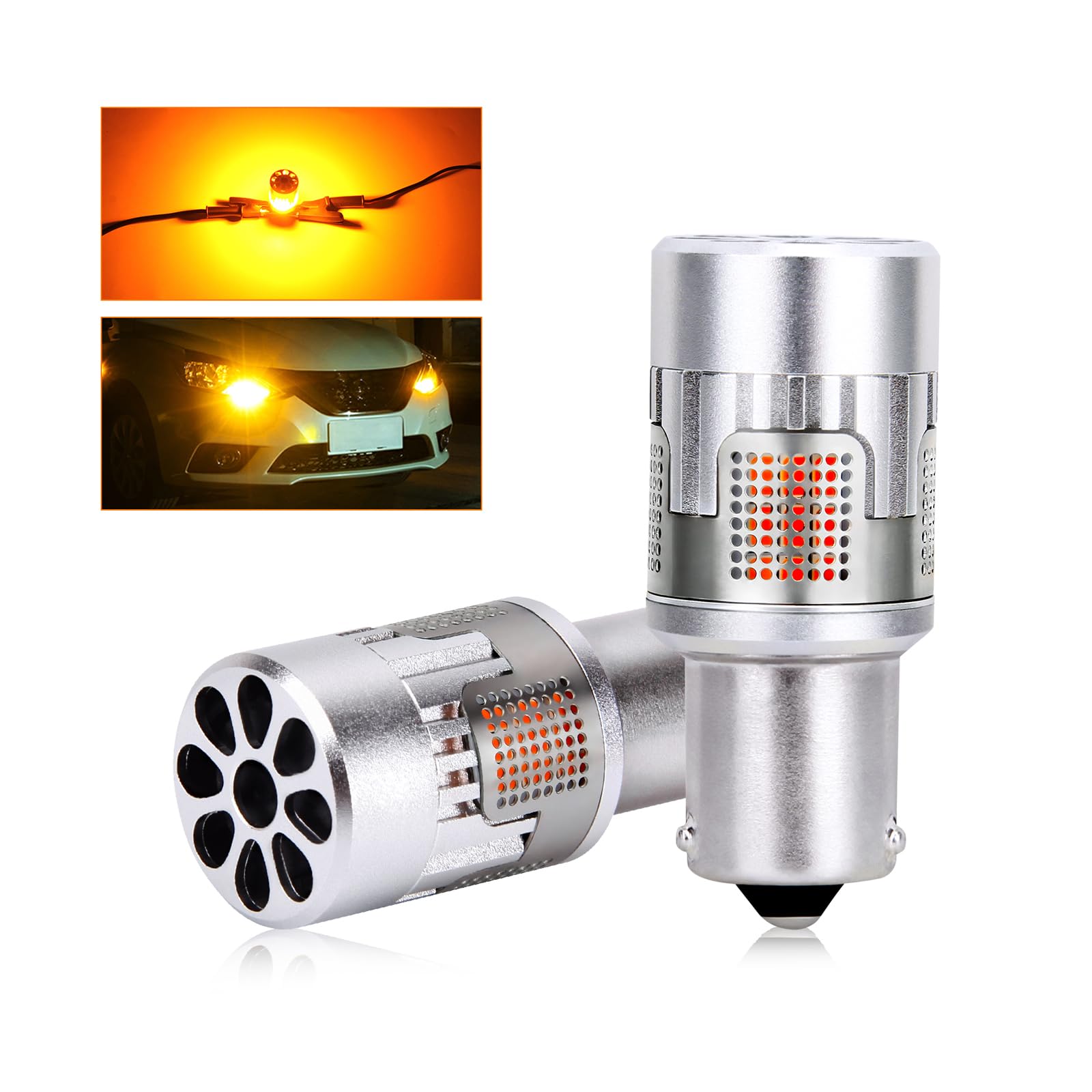 

High Stealth S25 LED Turn Signal, High Fla Prevention, Built-In Resistor, Compatible with Vehicle S25 180 degree pin оранжевый