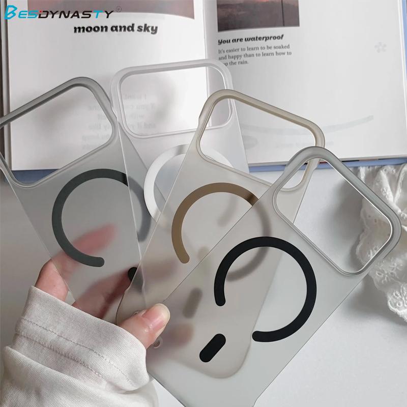 Frosted Hard Frameless Magnetic For Magsafe Case For iPhone 17 Air 16 15 14 Plus 13 12 11 17 Pro Max Translucent Thin Back Cover