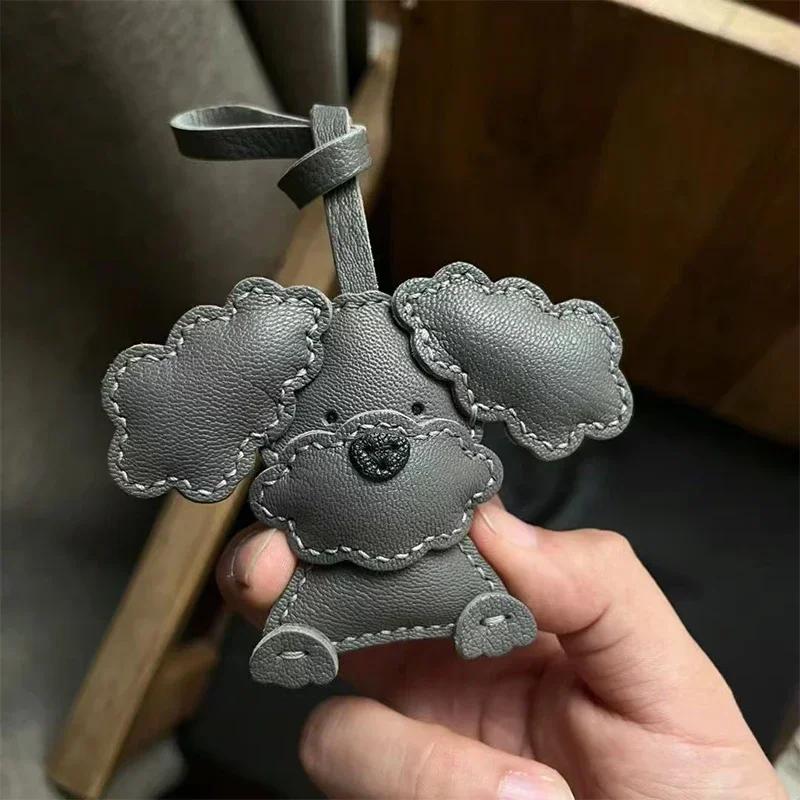 Handmade Genuine Leather Cute Small Flame Bag Pendant Car Key Chain Rope Ring Scarecrow Pendant Decoration New Pendant Bag Charm