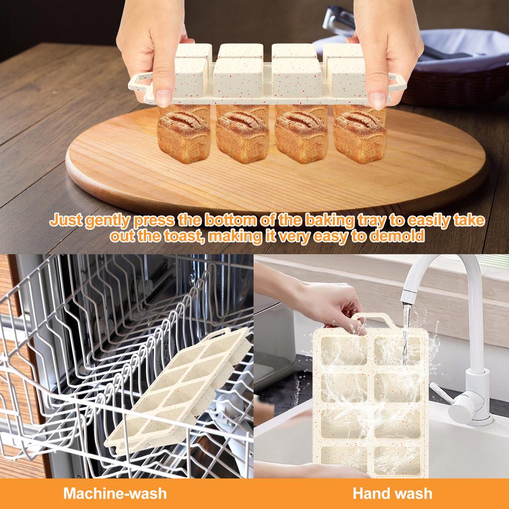 Mini Loaf Pan 8 Cavities Silicone Mini Bread Loaf Pans Nonstick Muffin Pan High Temperature Resistant Baking Mold for Kitchen