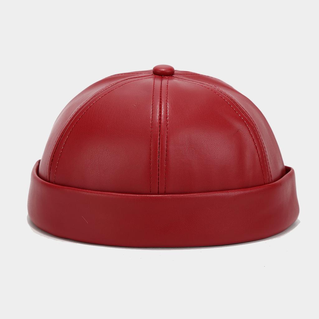 Solid Color PU Leather Landlord Hat Men Women Simplicity Retro Melon Skin Caps Autumn Winter Adjustable Docker Hat Fashionable