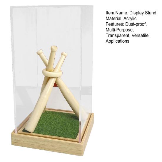 Baseball Display Case Transparent Acrylic Box with Wood Stand Dust-proof Display Box for Collectibles Autographed Baseballs