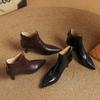 Fashion 2025 Spring Vintage Pointed Toe Women Ankle Boots Fashion Thick Heel Shoes Concise Short Botas De Mujer