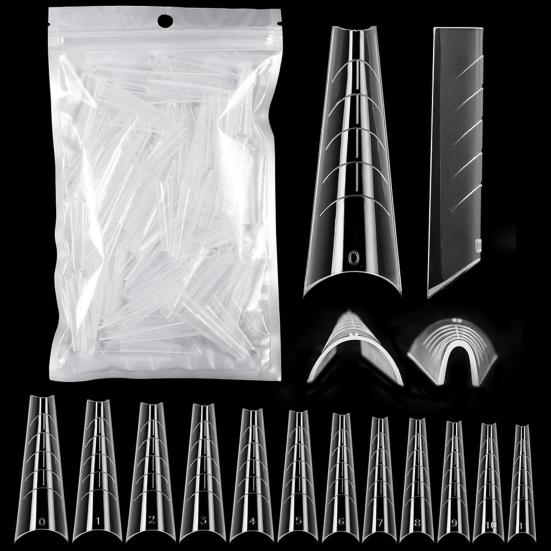 120Pcs/Set Graduated Artificial Nail Tips Extend Nails Transparent Extending Transparent Quick Building Nail Mold Tips