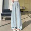 Damenhosen Elastisch Hohe Taille Verstellbarer Kordelzug Einfarbige Weiter Bein Lässige Hosen Durchlöchertes Design Lockere Passform Lang