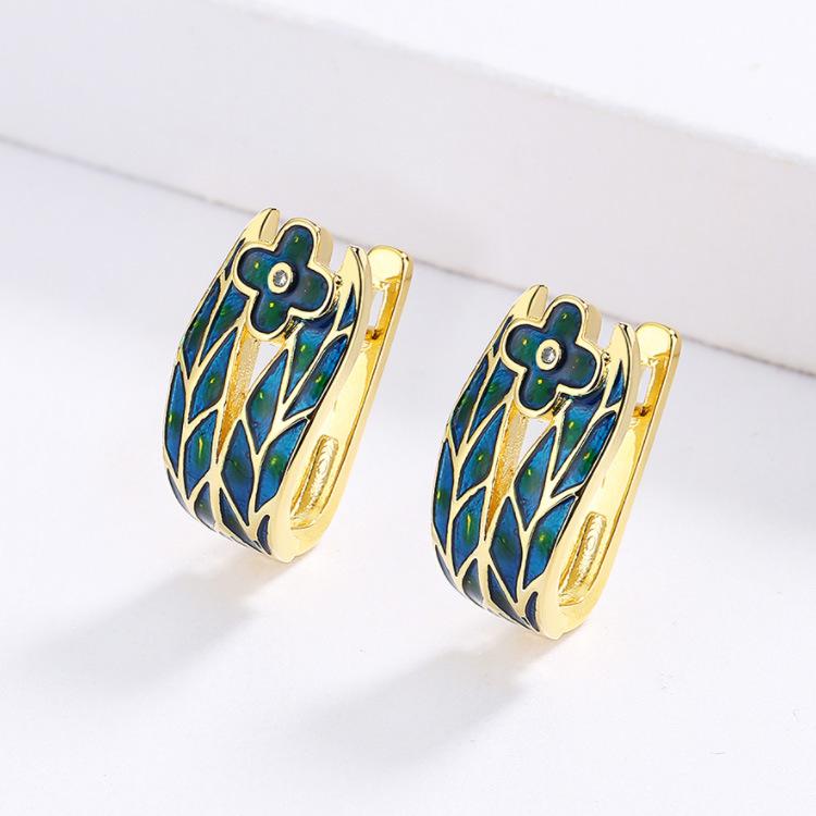 Nowe Kolczyki Damskie Marzenie Kwiat Elegancki Styl Weselny Kwiat Ręcznie Emaliowane Kolczyki