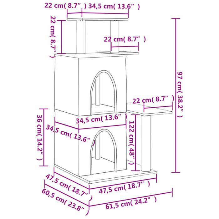 VidaXL Cat Tree with Sisal Scratching Posts Dark Grey 97 Cm 172114