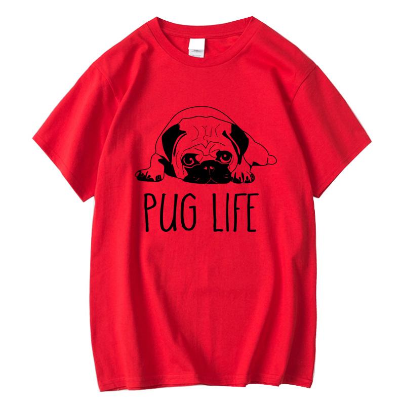 Mens High Quality Tshirt 100 Cotton Funny Pug Printed Loose Male Crewneck T Shirt Short Sleeve oneck Men tshirt Tops Tees