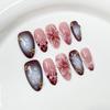 10 Pcs Red French Tip Short Almond Handmade Press On Nails Reusable Stick On False Nails