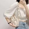 French versatile white pleated cloud bag for women, new pearl chain underarm bag, shoulder messenger bag for women
