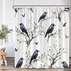 Hummingbird Shower Curtain Bird Animal Flower Floral Plant Classical Bathroom Decor Spring Polyester Bathtub Curtain With Hook