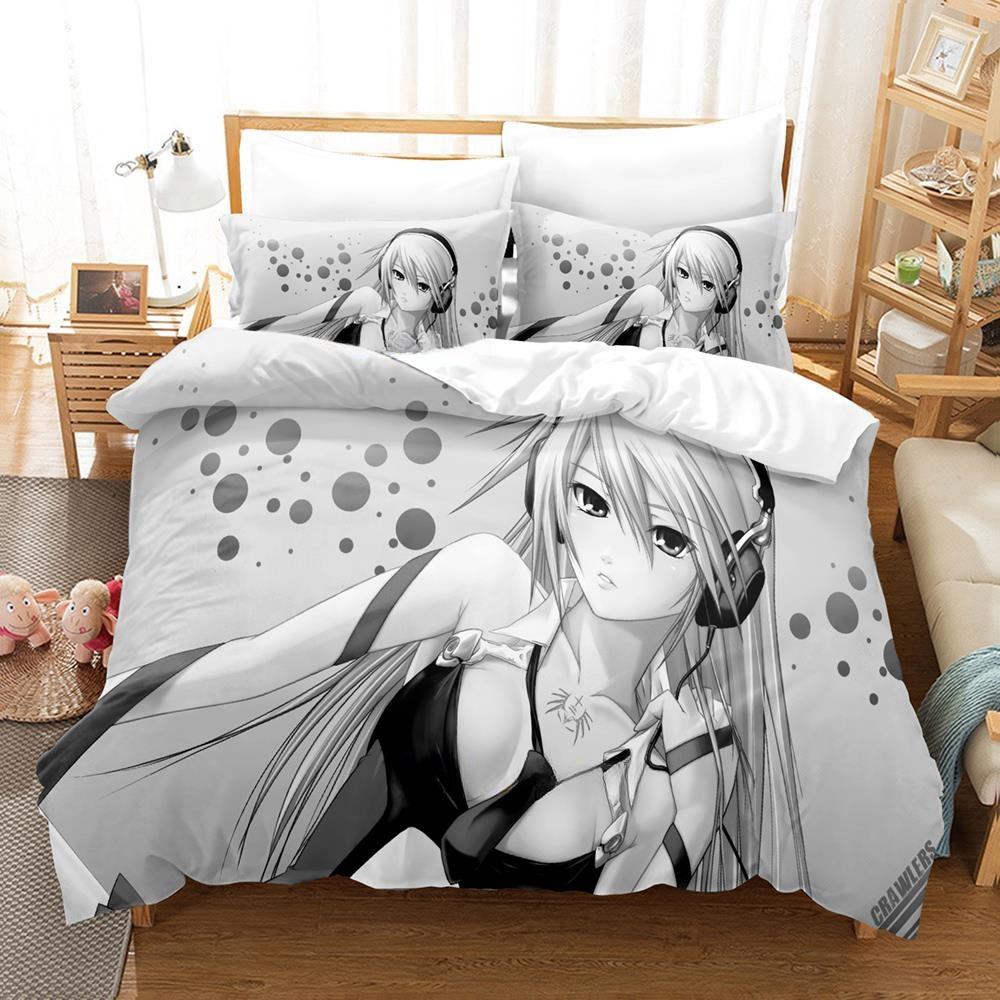 New Fashion 3D Printed Anime Game Blazblue Bedding Set Cartoons Three-piece Set Adult Kid Bedroom Duvet Cover Sets Home Textiles