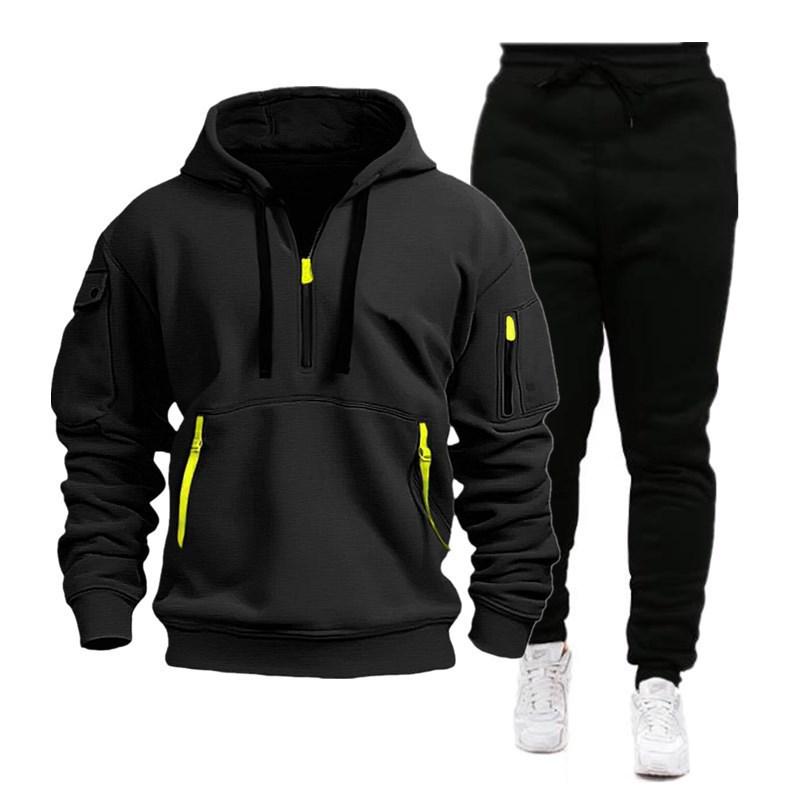 2024 Men's Multi-Pocket Autumn/Winter Sports Hoodie & Sweatshirt Set