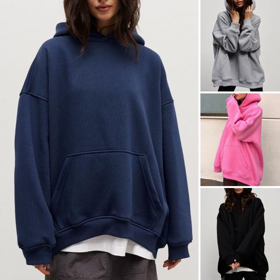 thumbnail image 2 of Women's Oversized Corduroy Hoodies - 2025 Fall Winter Long Sleeve Pullover With Pocket - Multiple Colors 2 of 9
