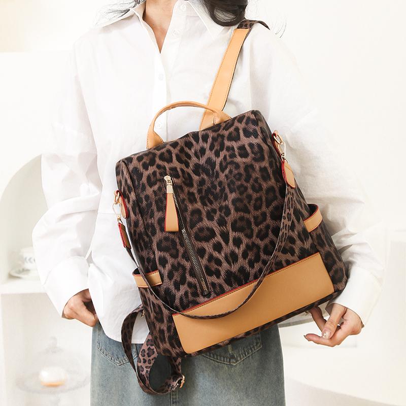Rucksack mit Leopardenmuster Damen Reise Große Kapazität Diebstahlsicherer Rucksack