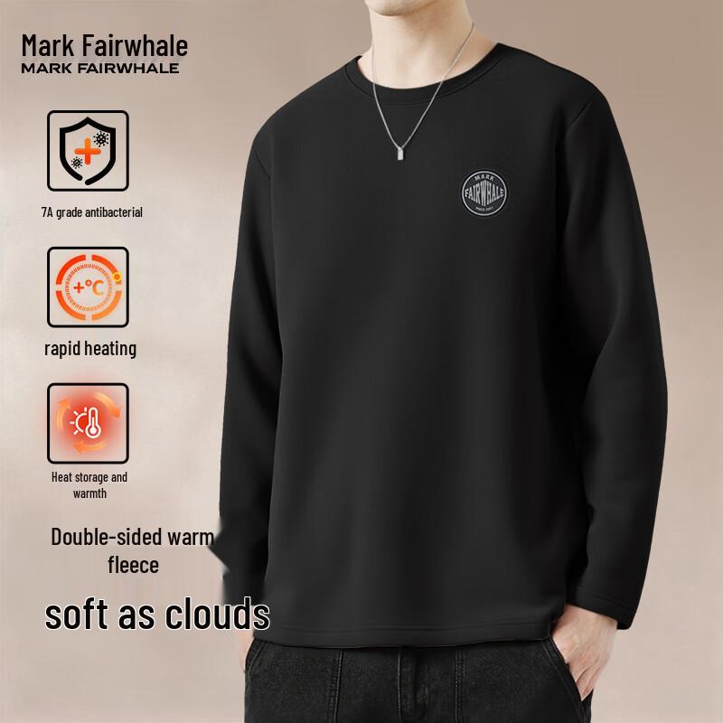 Mark Huafei Men s Double-Sided Fleece Warm Base Layer T-Shirt M