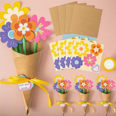 Kit de Artesanato Buquê de Flores DIY Kit de Artesanato de Flores de Papel Flores Artificiais Kit de Artesanato para Dia das Mães Presente de Agradecimento