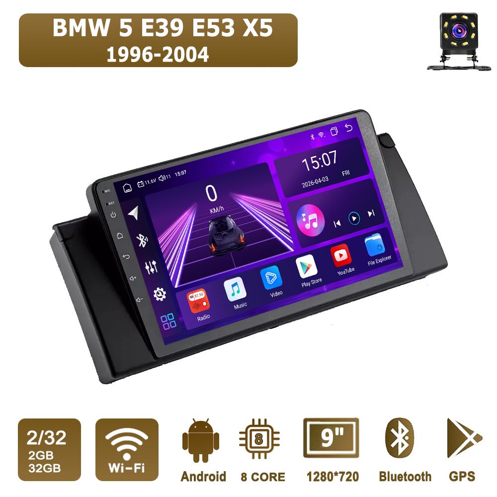 

Android Car-Play Car Radio For BMW 5 E39 E53 X5 1996-2004 Multimedia Player Head Unit Stereo GPS Navigation BT WIFI,8 CORE ,2+32GB чёрный
