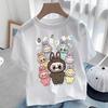 Maglietta Bianca Labubu per Bambini Carina Maglietta Cartone Animato Top Anime Girocollo Manica Corta Vestiti Moda Abbigliamento Estivo per Bambini Regalo
