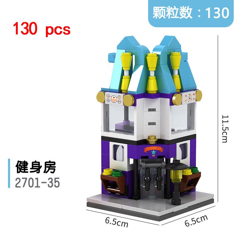 City Miniature Views Mini Street Coffee Shop Model Building Blocks Kits Bricks Kids Toys Girls Boys Flower Food Retail Store