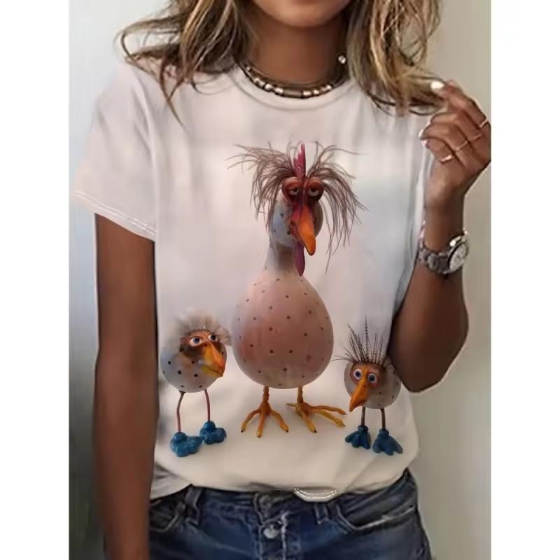 Women's summer hot T-shirt casual elegant fashionable abstract black cat 3D printed women's round neck short sleeved top