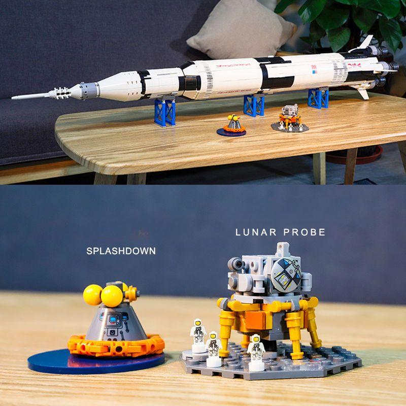 

Классическая модель ракеты-носителя Apollo Saturn V и стартовой площадки Fit 21309 92176 строительные блоки детские развивающие игрушки подарки