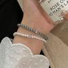French Retro Single Zircon Pearl Bracelet for Women Simple Handmade Beaded New Elegant Luxury Jewelry Birthday Gifts for Female