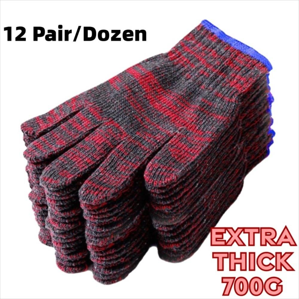 

12 пар 600/800/1000 г Хлопковые перчатки Противоскользящие вязаные перчатки для рук Утолщенные рабочие перчатки Садоводство 700g
